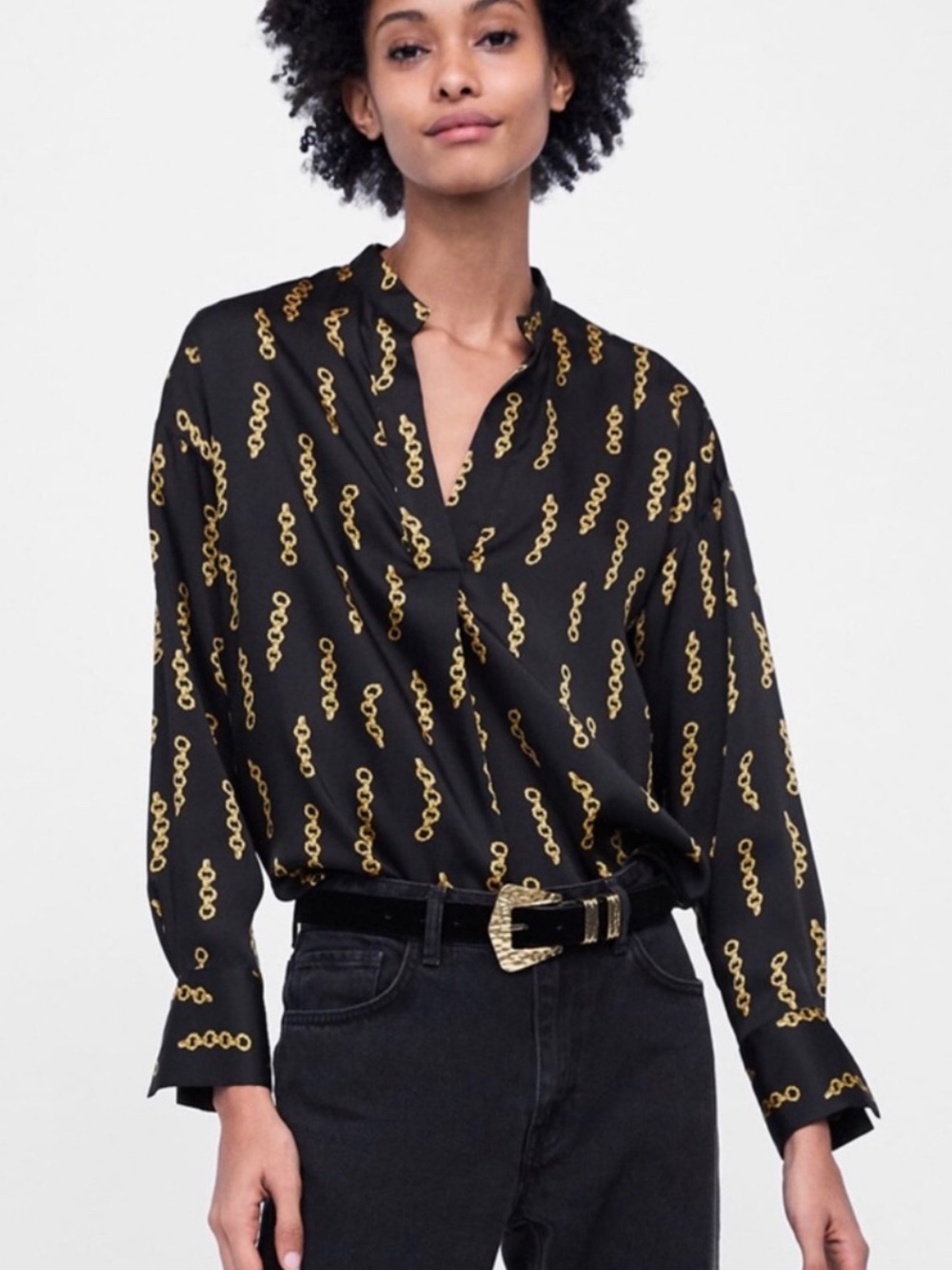 Zara Basics chain print blouse Size Medium
